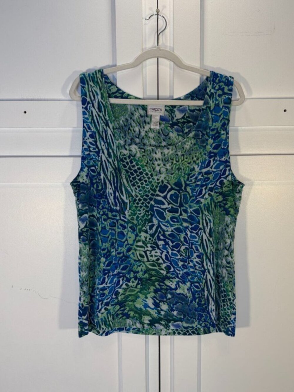 Chico's Green Blue Women's Travelers Sleeveless Tank Top Size 3 - Picture 11 of 15